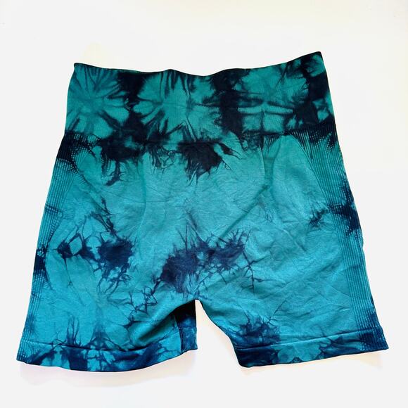 NEW Viral TikTok Black Seamless Tie Dye Scrunch Gym High Rise Short Shorts - Picture 11 of 16